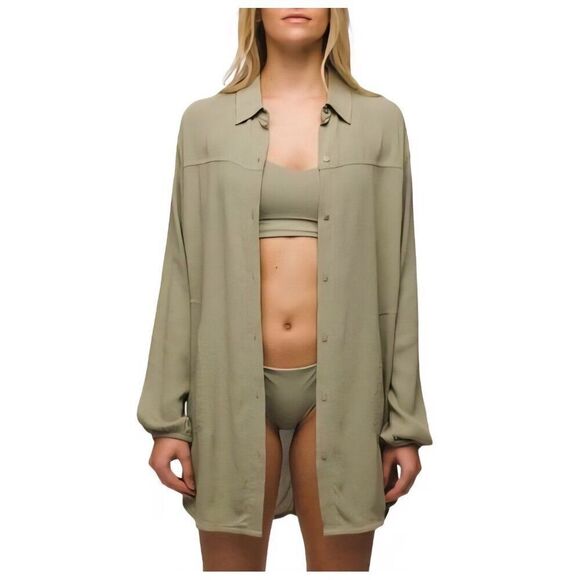 Nwt - prAna - XS Women's Fernie Shirt Swim Cover-Up In Sweet Agave/Green